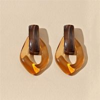 1 Pair Retro Simple Style C Shape Chain Arylic Plastic Resin Drop Earrings main image 4