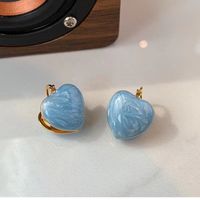 1 Pair Lady Heart Shape Enamel Alloy Drop Earrings sku image 3