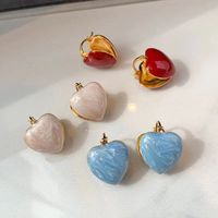 1 Pair Lady Heart Shape Enamel Alloy Drop Earrings main image 1