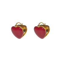 1 Pair Lady Heart Shape Enamel Alloy Drop Earrings main image 2