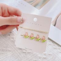 Japanischer Stil Süss Blume Legierung Emaille Überzug Inlay Perle Haarklammer main image 4