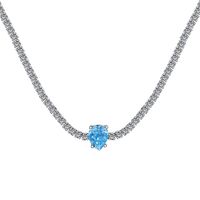Elegant Water Droplets Heart Shape Flower Sterling Silver Zircon Solitaire Necklace Necklace In Bulk sku image 2