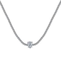 Elegant Water Droplets Heart Shape Flower Sterling Silver Zircon Solitaire Necklace Necklace In Bulk sku image 3