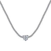 Elegant Water Droplets Heart Shape Flower Sterling Silver Zircon Solitaire Necklace Necklace In Bulk sku image 4