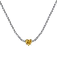 Elegant Water Droplets Heart Shape Flower Sterling Silver Zircon Solitaire Necklace Necklace In Bulk sku image 13