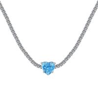 Elegant Water Droplets Heart Shape Flower Sterling Silver Zircon Solitaire Necklace Necklace In Bulk sku image 15