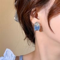 Simple Style Oval Alloy Inlay Artificial Crystal Women's Earrings Necklace main image 4
