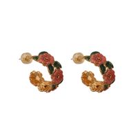 1 Paire Chinoiseries Fleur Émail Le Cuivre Boucles D'oreilles main image 5