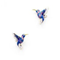1 Pair Cute Novelty Bird Enamel Inlay Imitation Pearl Copper Zircon Earrings sku image 8