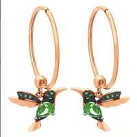 1 Pair Cute Novelty Bird Enamel Inlay Imitation Pearl Copper Zircon Earrings sku image 11