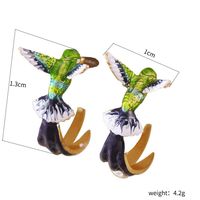 1 Pair Cute Novelty Bird Enamel Inlay Imitation Pearl Copper Zircon Earrings main image 5