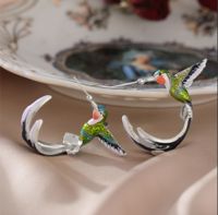 1 Pair Cute Novelty Bird Enamel Inlay Imitation Pearl Copper Zircon Earrings sku image 16
