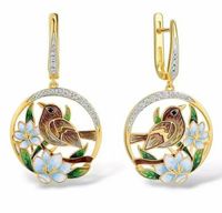 1 Pair Cute Novelty Bird Enamel Inlay Imitation Pearl Copper Zircon Earrings sku image 17