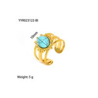 Edelstahl 304 18 Karat Vergoldet Retro Überzug Inlay Wassertropfen Türkis Offener Ring sku image 7