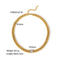 201 Stainless Steel 304 Stainless Steel 18K Gold Plated Streetwear Inlay Heart Shape Zircon Necklace sku image 9