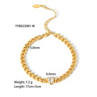 201 Stainless Steel 304 Stainless Steel 18K Gold Plated Streetwear Inlay Heart Shape Zircon Necklace sku image 2