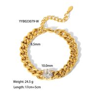 201 Stainless Steel 304 Stainless Steel 18K Gold Plated Streetwear Inlay Heart Shape Zircon Necklace sku image 6