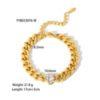 201 Stainless Steel 304 Stainless Steel 18K Gold Plated Streetwear Inlay Heart Shape Zircon Necklace sku image 3