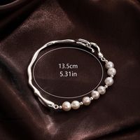 Elegant Round Imitation Pearl Alloy Copper Plating Chain 18k Gold Plated Bracelets sku image 2