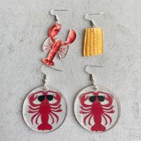 1 Pair Vacation Corn Lobster Arylic Iron Ear Hook main image 1