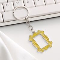 Sweet Artistic Square Alloy Lacquer Painting Plating Silver Plated Keychain main image 5