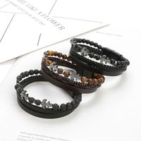 Casual Simple Style Anchor Pu Leather Beaded Men's Bangle main image 3
