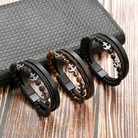 Casual Simple Style Anchor Pu Leather Beaded Men's Bangle main image 1