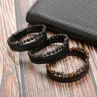 Casual Simple Style Anchor Pu Leather Beaded Men's Bangle main image 4