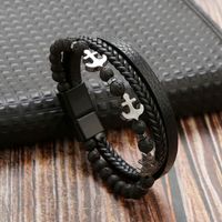 Casual Simple Style Anchor Pu Leather Beaded Men's Bangle sku image 2
