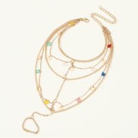 Beach Solid Color Gold Plated Artificial Gemstones Alloy Wholesale Anklet main image 4
