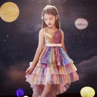 Princess Cute Color Block Sequins Bowknot Polyester Girls Dresses sku image 1