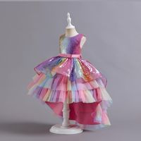 Princess Cute Color Block Sequins Bowknot Polyester Girls Dresses main image 6