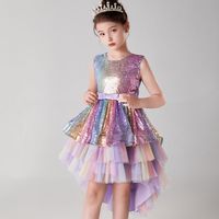 Princess Cute Color Block Sequins Bowknot Polyester Girls Dresses main image 3