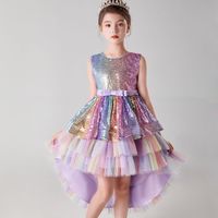 Princess Cute Color Block Sequins Bowknot Polyester Girls Dresses main image 4