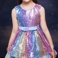 Princess Cute Color Block Sequins Bowknot Polyester Girls Dresses main image 7