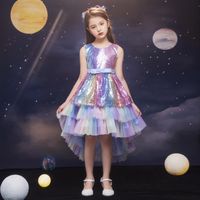Princess Cute Color Block Sequins Bowknot Polyester Girls Dresses sku image 7