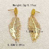 1 Pair Casual Elegant Vintage Style Feather Polishing Plating Hollow Out 304 Stainless Steel 14K Gold Plated Drop Earrings main image 2