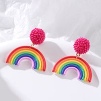 1 Pair Cute Sweet Rainbow Plastic Resin Drop Earrings sku image 1