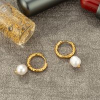 1 Pair Vacation Starfish Shell Plating Inlay Stainless Steel Imitation Pearl Zircon Gold Plated Drop Earrings main image 7