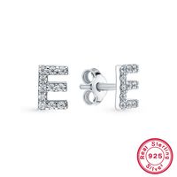 1 Paire Décontractée Style Simple Lettre Placage Incruster Argent Sterling Zircon Or Blanc Plaqué Boucles D'oreilles main image 10