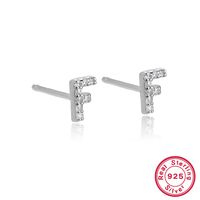 1 Pair Casual Simple Style Letter Plating Inlay Sterling Silver Zircon White Gold Plated Ear Studs main image 9