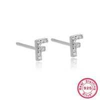 1 Paire Décontractée Style Simple Lettre Placage Incruster Argent Sterling Zircon Or Blanc Plaqué Boucles D'oreilles sku image 3