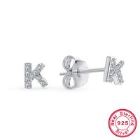 1 Paire Décontractée Style Simple Lettre Placage Incruster Argent Sterling Zircon Or Blanc Plaqué Boucles D'oreilles sku image 4