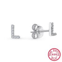 1 Pair Casual Simple Style Letter Plating Inlay Sterling Silver Zircon White Gold Plated Ear Studs sku image 5