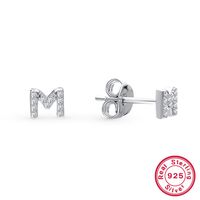 1 Pair Casual Simple Style Letter Plating Inlay Sterling Silver Zircon White Gold Plated Ear Studs main image 5
