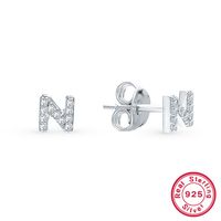 1 Pair Casual Simple Style Letter Plating Inlay Sterling Silver Zircon White Gold Plated Ear Studs main image 4