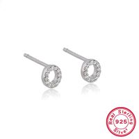 1 Pair Casual Simple Style Letter Plating Inlay Sterling Silver Zircon White Gold Plated Ear Studs main image 3