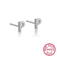 1 Paire Décontractée Style Simple Lettre Placage Incruster Argent Sterling Zircon Or Blanc Plaqué Boucles D'oreilles sku image 9