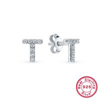1 Pair Casual Simple Style Letter Plating Inlay Sterling Silver Zircon White Gold Plated Ear Studs sku image 10