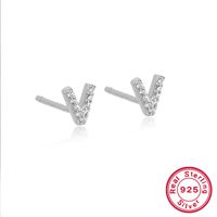 1 Pair Casual Simple Style Letter Plating Inlay Sterling Silver Zircon White Gold Plated Ear Studs sku image 11